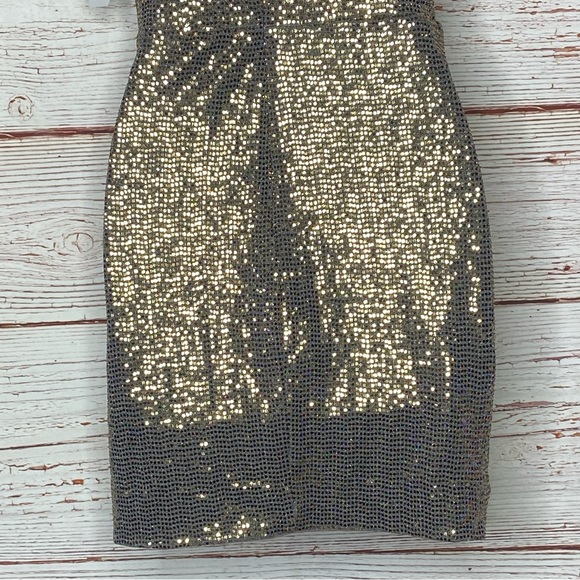 NWT Cosmopolitan X Dress the Population XOXO Gold Metallic Mini Dress Sz S - Picture 15 of 16